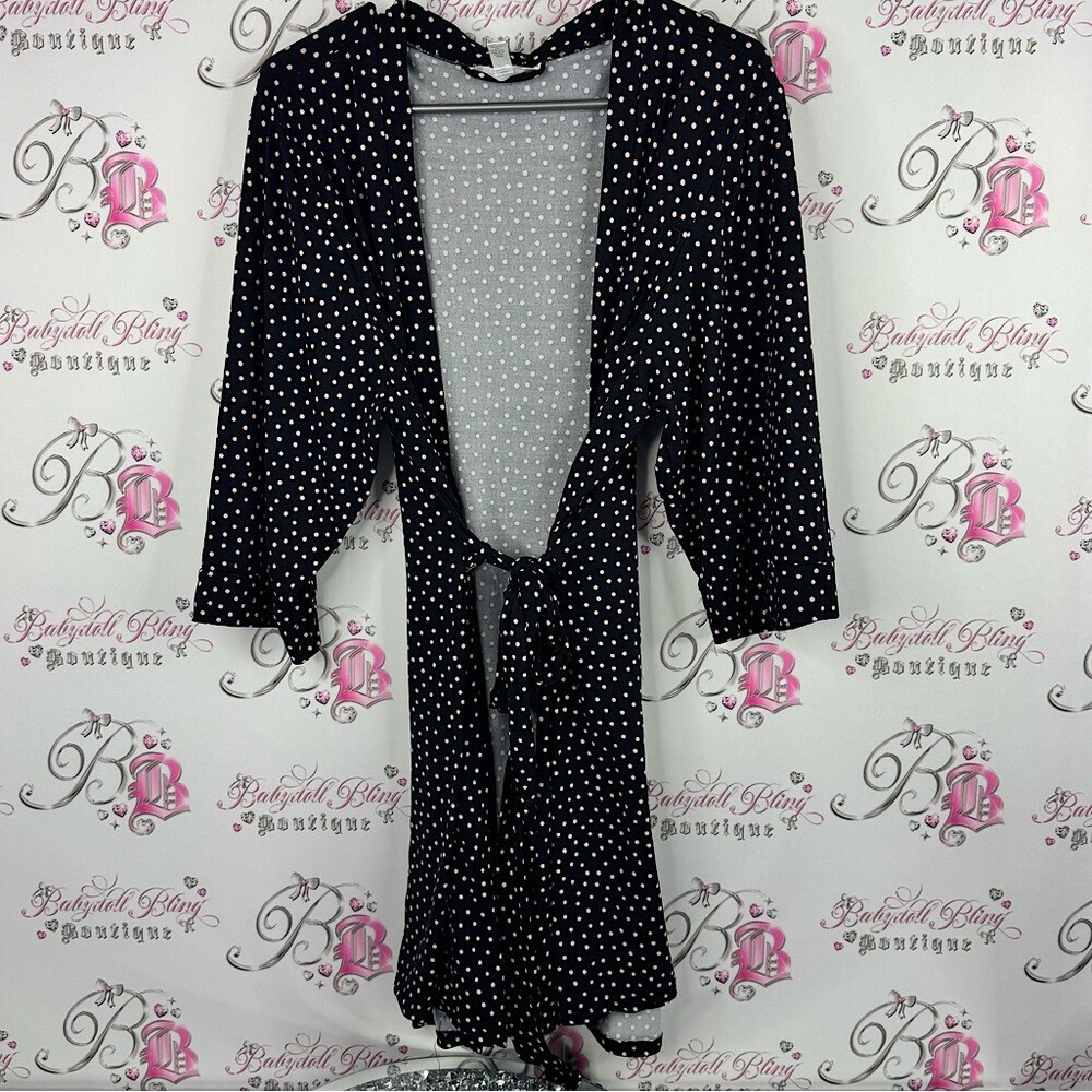 Marilyn Monroe robe Black White Polka Dot Long Sleeve robe / loungewear comfy